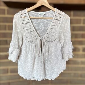LOFT Cream Crochet Knit Cardigan